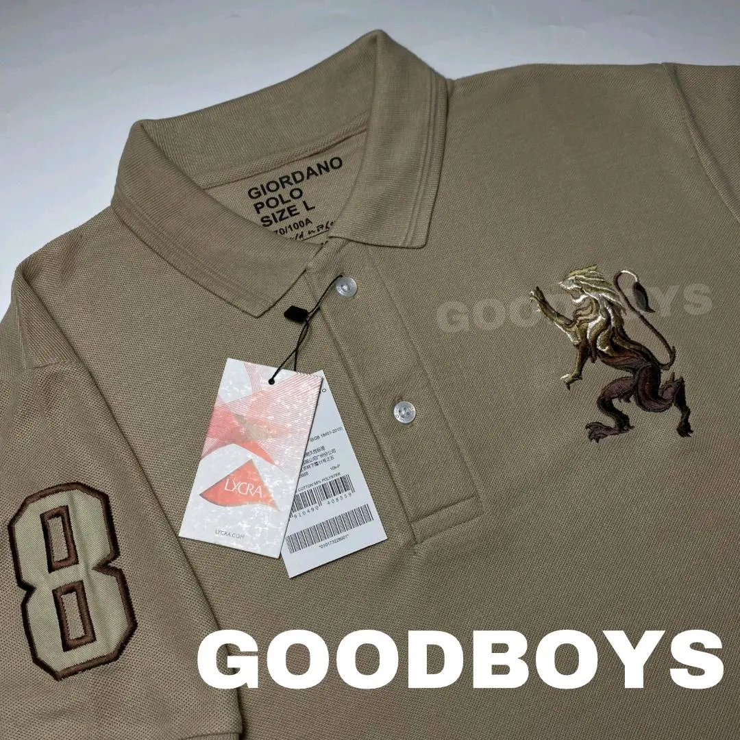 Kaos Polo Shirt Pria Kaos Kerah GIORDANO 3D LION Premium Mocca