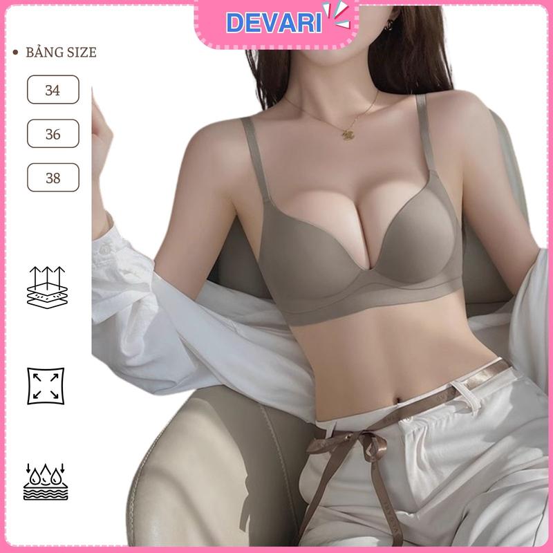 Áo ngực nữ su không gọng mềm mại thoáng mát , Áo lót nữ đệm mút dày giúp nâng ngực Cúp Ngực gợi cảm sexy DEVARI A431 Bra Cup Đen áo nâng ngực đồ lót Women áo lót đúc su không gọng