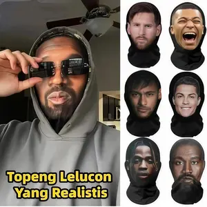 Neymar Messi 3D Topeng Ugly Face Lucu Masker Ekspresi Wajah Abstrak Unik Kreatif Buff Masker Motif Meme Lucu Fullprinting  Tabir Surya Kulit