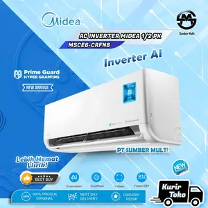 Midea AC Celest Inverter 0.5 PK MSCE-06CRFN8 Unit Indoor & Outdoor AI Ecomaster XTRA Hemat R32 5500 BTU Hypergrapfins 3 Layer Filter Self Clean Turbo Comfort Sleep Mode