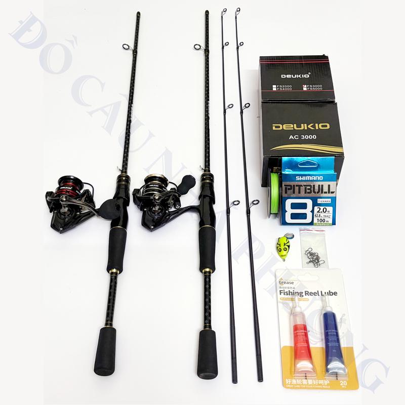 Bộ Cần Câu Lure Ceres Máy Đứng + Dầu Tra Máy + Dây PE 100m + Nhái Hơi + 5c Khóa Lure - Câu Cá, Fishing, Cần Câu Máy, Bộ Cần Câu Máy