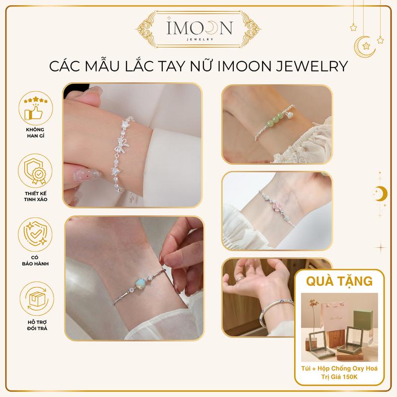 [ IMOON JEWELRY ] Lắc tay nữ hợp kim mạ bạc cao cấp đính đá quà tặng bạn gái người yêu