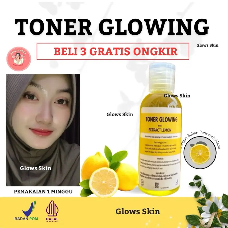 TONER GLOWING WITH EXTRACT LEMON / TONER PELICIN LEMON BPOM Wajah Mencerahkan Bruntusan Bopeng