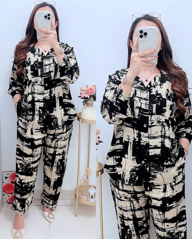MIBY stelan rayon twil premium - stelan wanita - stelan panjang - Baju Celana Setelan 0