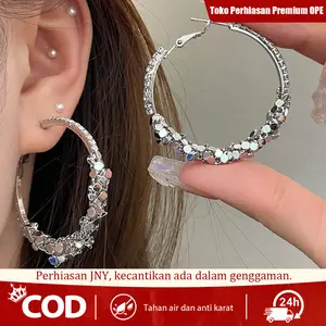 Anting Lingkar Zirkon Perak Berkilau Tak Luntur｜COD｜Hadiah Wanita Pilihan Utama