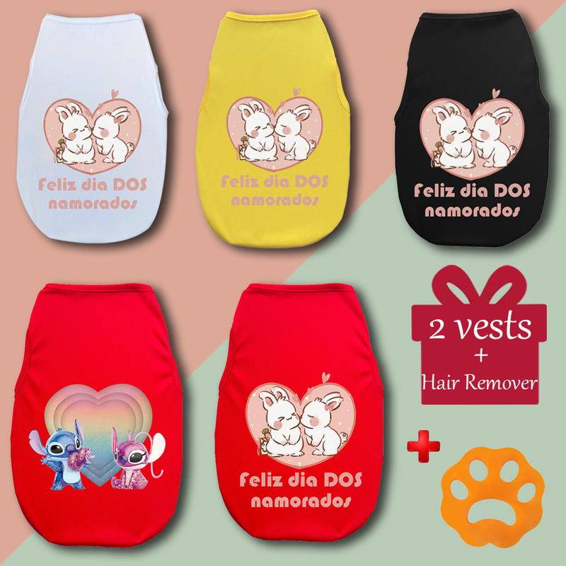 Product Introduction of Rompi dengan cetakan kucing dan anjing, jaket bernafas dengan corak arnab cinta, untuk anjing kecil dan sederhana, Baju 1