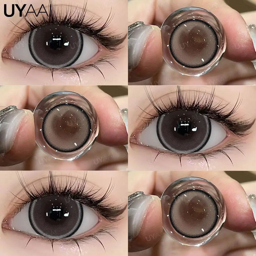 [COD] UYAAI SOFTLENS Pearl Brown/Gray Big eyes Black Brown LENSA KONTAK NORMAL 14.0mm-14.5 MM MINUS 0-6.00 Contact lens USE 6 MONTH