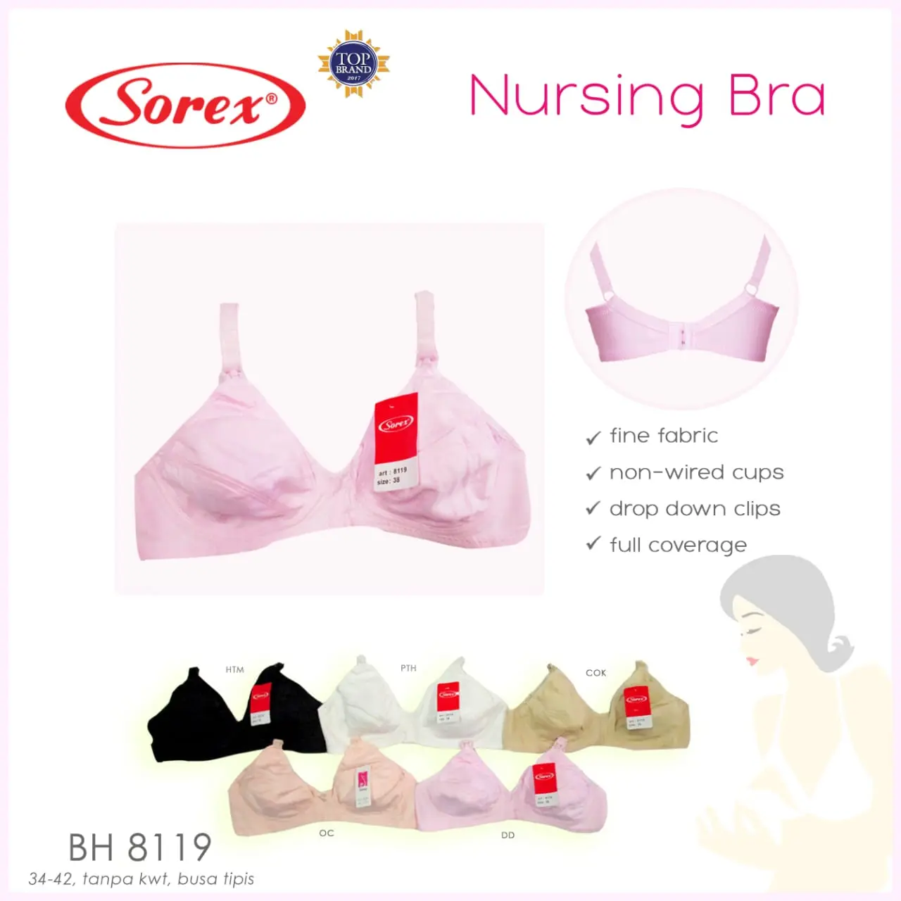 Sorex Nursing Bra BH 8119 - Bra Menyusui Tanpa Kawat