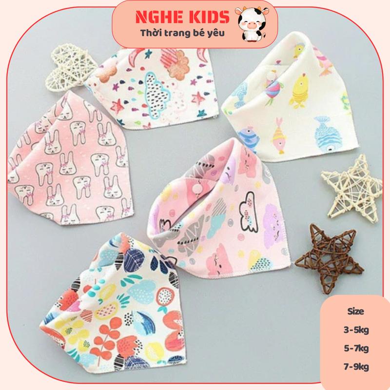 Combo 10 khăn tam giác cotton 2 lớp quàng cổ cho bé Yếm bé trai bé gái Đồ sơ sinh_Nghekids