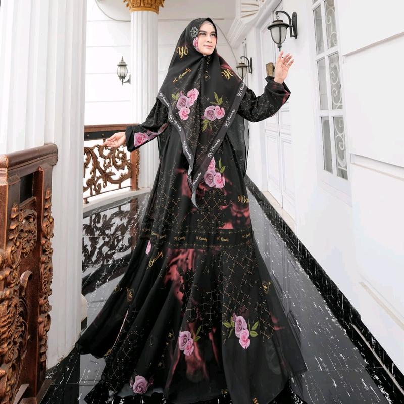 Almira Gamis  Motif printing  Digital klok mayung Gamis pesta   Syari Muslim Kondangan 2