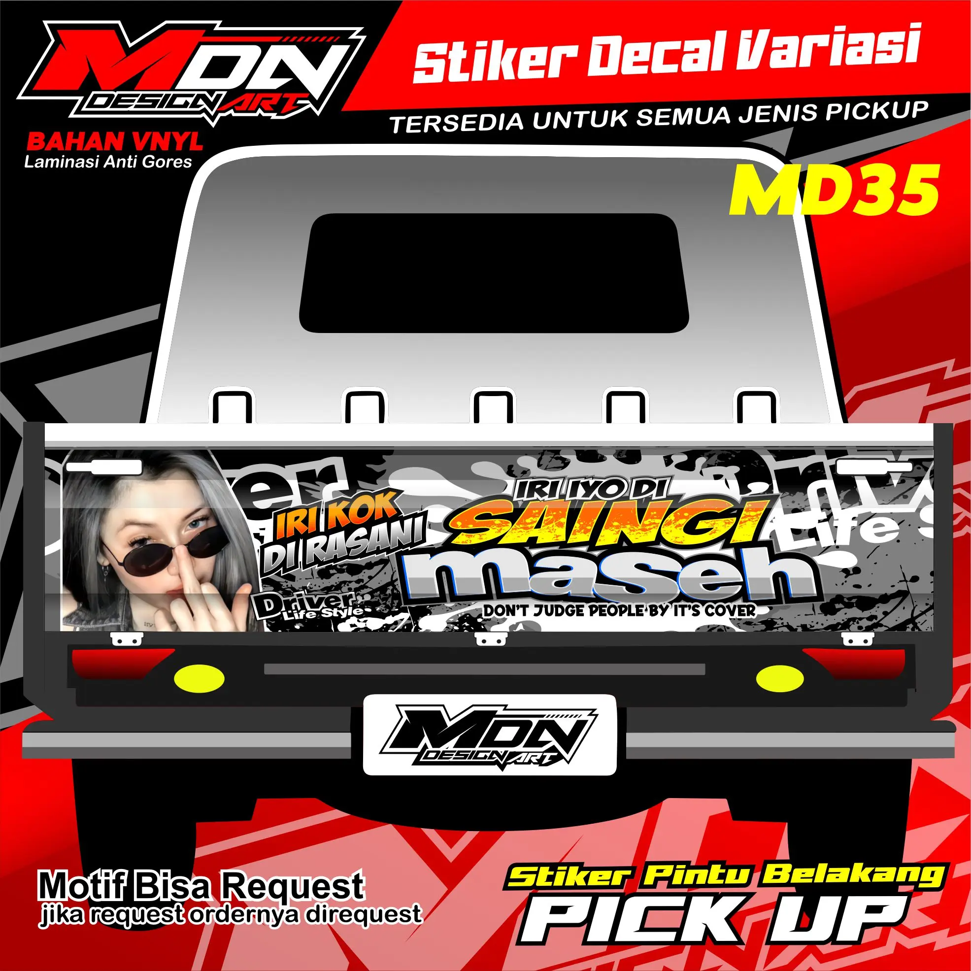Stiker Decal Pintu Belakang  All Pick Up L300, Futura, Granmax, New Carry, Traga, Bisa Request