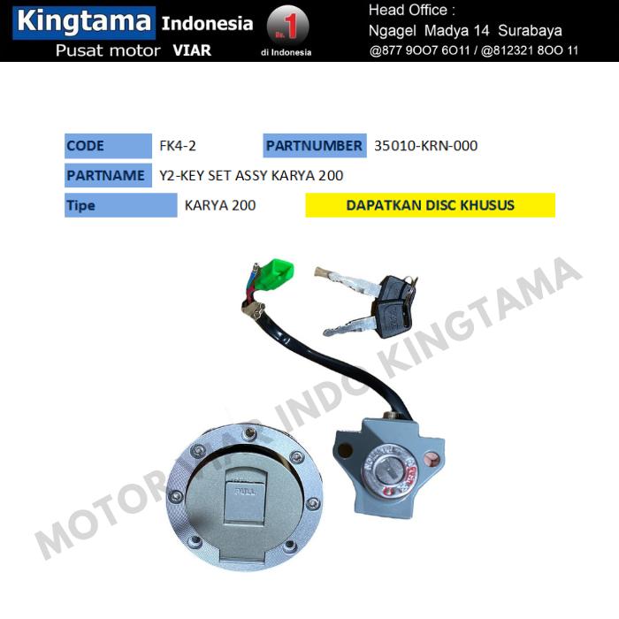 Gambar KEY SET ASSY KARYA / KUNCI KONTAK + TUTUP TANKI MOTOR RODA TIGA VIAR dari MOTOR VIAR INDONESIA Kota Surabaya Tokopedia