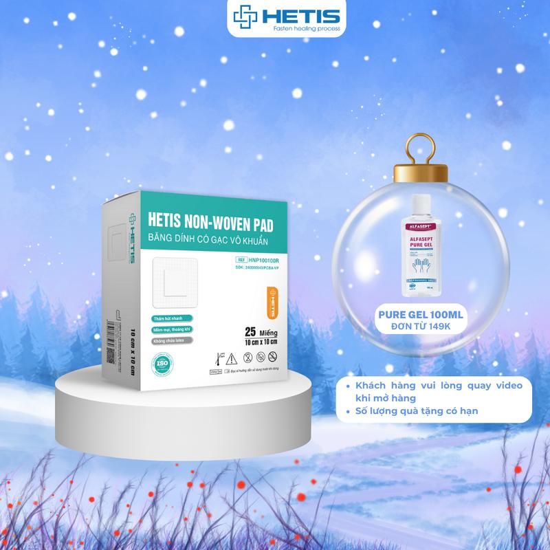  Miếng dán Băng dính có gạc sạch khuẩn tiệt trùng dùng 1 lần sơ cứu vết thương HETIS NON WONVEN PAD HNP  1 MIẾNG  