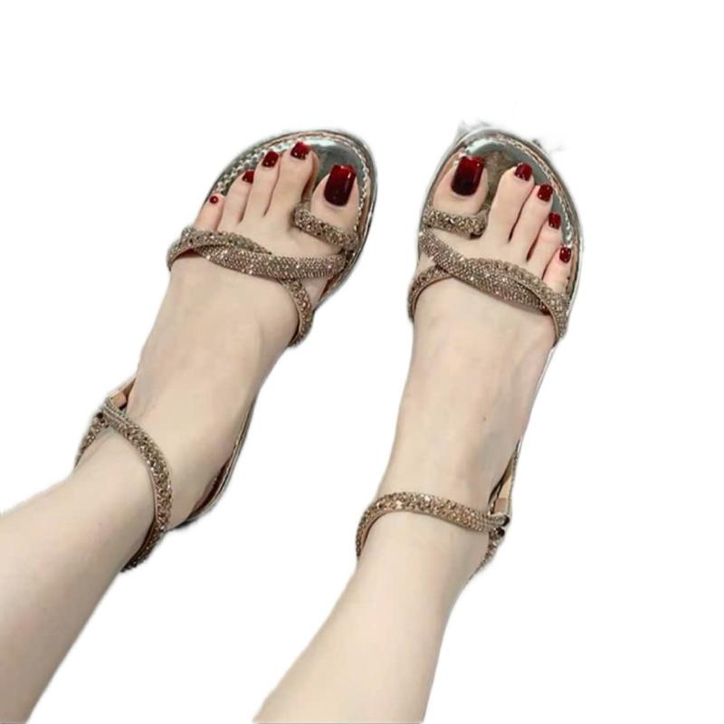   Bigsize 36-42  Sandal Nữ Đá Xoăn 1 Quai SIZE 36-42 Đế Siêu Bền Không Sợ Đứt Quai Giày Thời Trang Giày Mua Hè Giày Cao Gót Nữ 