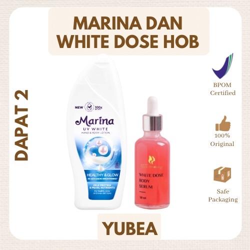 PAKET MENCERAHKAN BADAN MARINA UV WHITE HEALTHY AND GLOW DAN HOUSE OF BEAUTY WHITE DOSE BODY SERUM 50 ML NEW YOUTH SKIN REVOLUTION Lotion Tubuh Pencerah 0