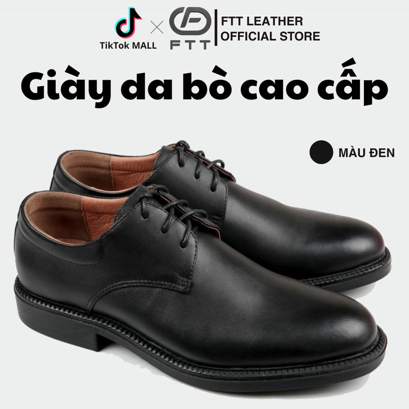  Giày da bò nam Modern Derby cao cấp FTT Leather màu đen dáng trơn sang trọng mã F328440 