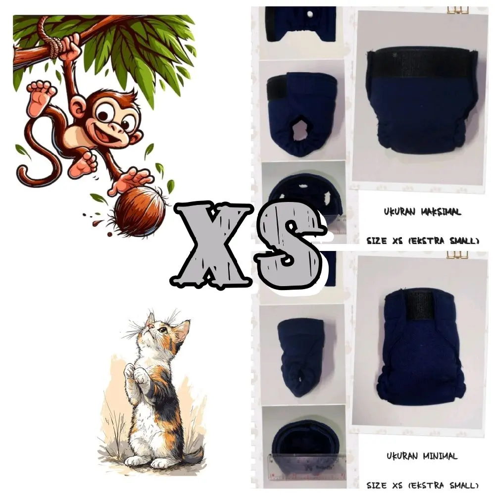 Popok/Pampers cuci ulang untuk monyet/kucing (Size XS)