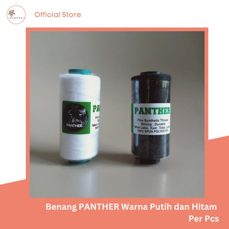 Benang Polyester Merek Panther Warna Putih dan Hitam 0