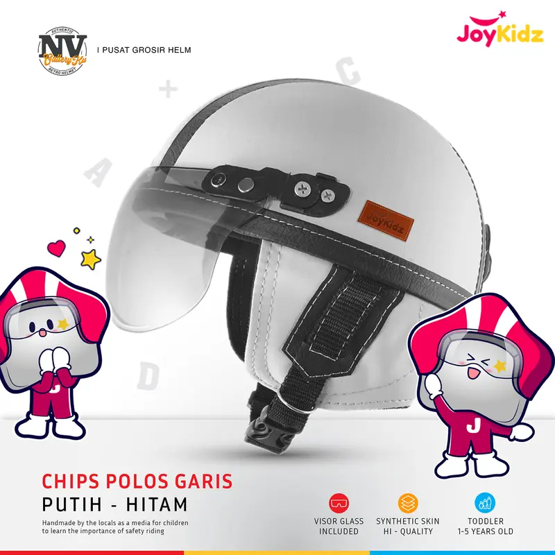 Helm Anak Bayi Balita Lucu Viral 1 - 5 Tahun SNI Polos Garis Warna Putih Hitam Free Kaca Motorcycle 0