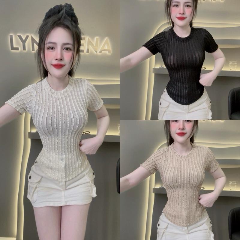 Áo cổ tròn vãi xốp TK nỗi sang trọng nhà Lynh Zena_B1