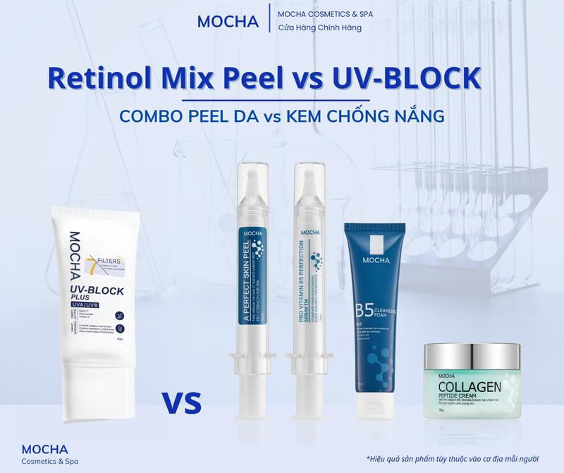 MOCHA Retinol Mix Peel + Kem Chống Nắng Derma, Mua 2 Được 6: 1 Peel Mocha, 1 Chống Nắng Derma, 1 Serum Vitamin B5, 1 Kem Face Collagen, 2 Sữa rửa mặt B5 Skincare Tinh Chất peel  damocha