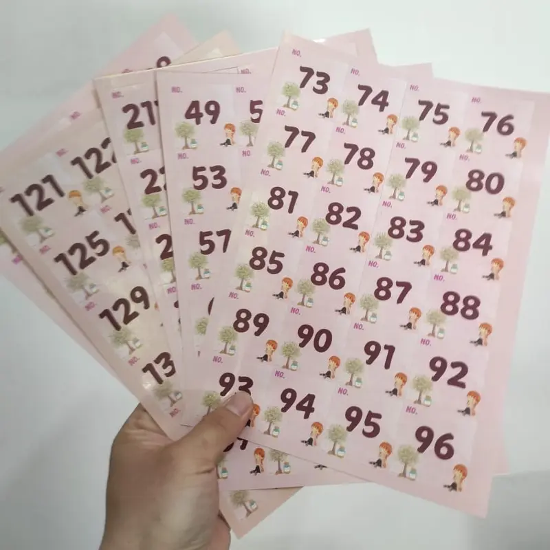 STIKER NOMOR 1-240,  1-120 STICKER NUMBERS GLOSSY POUCH UANG MENABUNG 1
