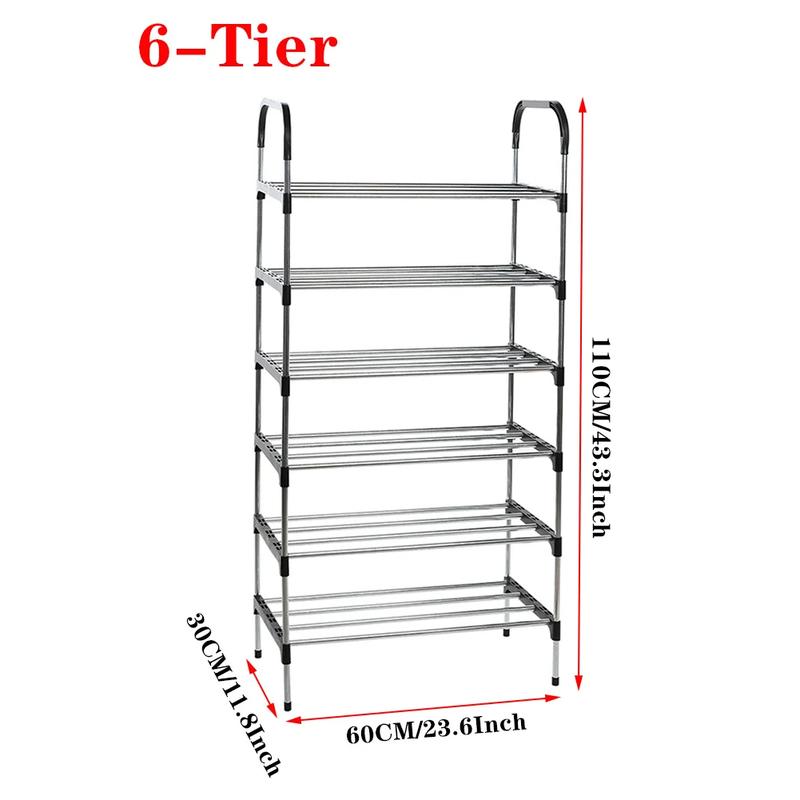 Minimalist Tiered Shoe Rack 60x30x110cm Space-Saving Floor Stand, Ventilated Metal Frame, Easy Assembly, Durable Shoe Organize 3