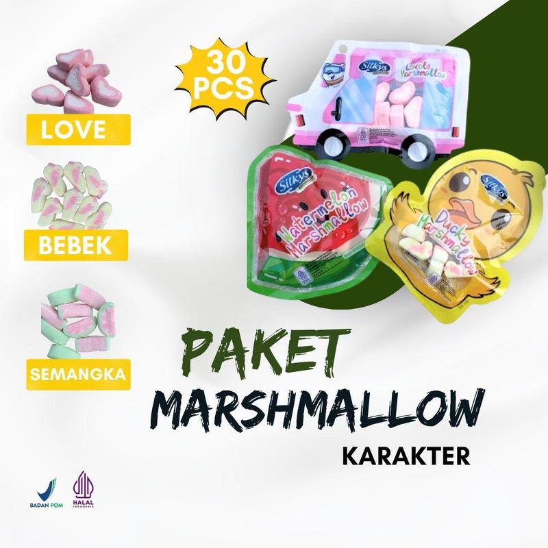 PAKET MARSHMALLOW KARAKTER BONEKA 30 PCS JAJANAN Marshmallow Karakter Lucu Bentuk SEMANGKA BEBEK LOVE MURAH MERIAH MAKANAN MANIS SEHAT HALAL BPOM JAJANAN SD JAJANAN GROSIRAN ISI 12GRAM 0