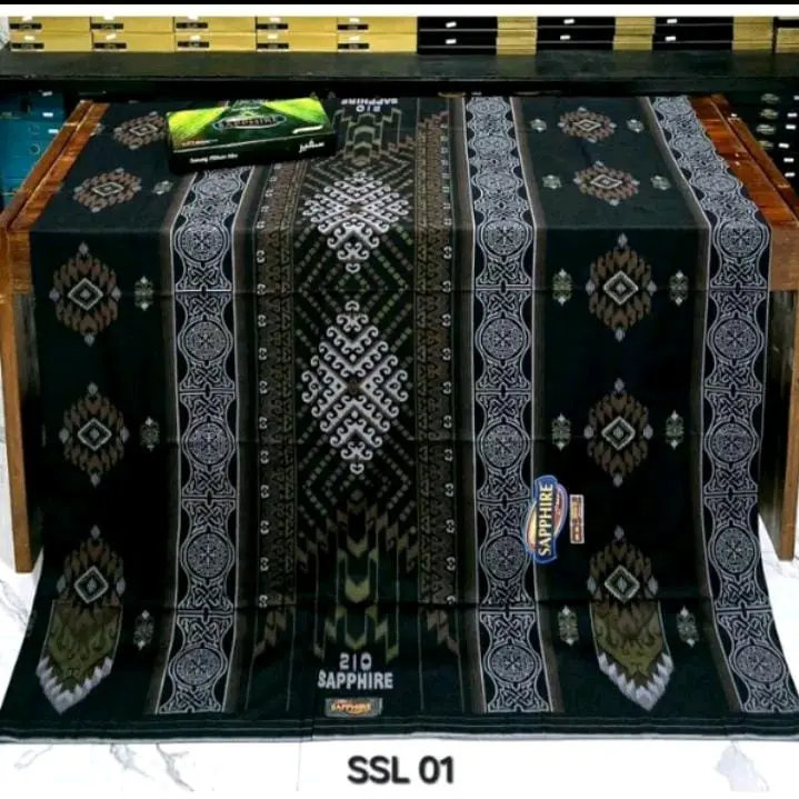 Sarung Tenun Sapphire Kembang Mulus 100% Asli