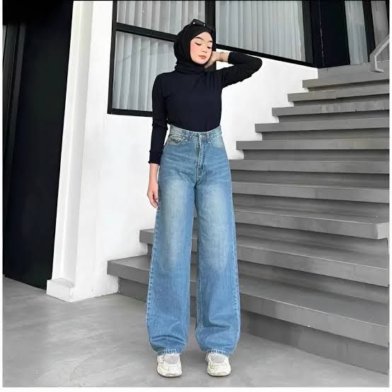 Jeanstyle - ( UNISEX ) Jeans Baggy Wanita Whisker High Waist Weekend Retro | Celana Jeans HighWaist Baggy Loose Gombrong Retro