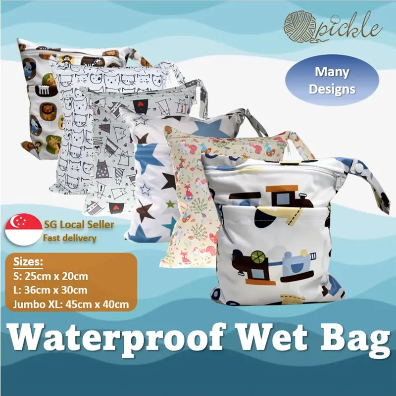 Double zip wet bag diaper bag nappy bag / waterproof wet bag / stroller organizer bag / swimwear bag