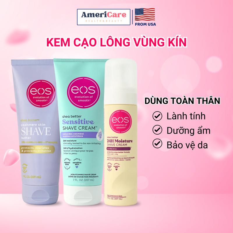   Che tên  Kem cạo lông vùng kín và body EOS dưỡng ẩm làm mềm lông lành tính cho da nhạy cảm - AmeriCare USA 