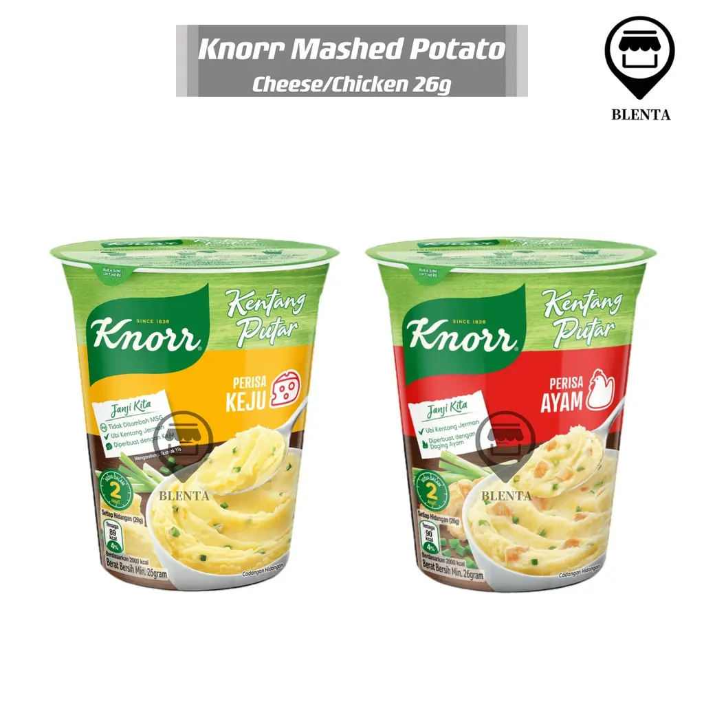 Knorr Mashed Potato Cup Cheese/Chicken 26gSG READY STOCK