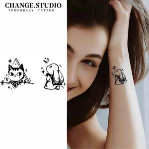 รอยสักชั่วคราว ลายการ์ตูนน่ารัก 2 ลาย ติดทนนาน 15 วัน กันน้ำ ไม่กลัวการเสียดสี สติ๊กเกอร์รอยสัก