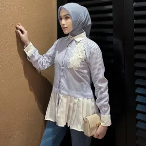 Shelina Blouse Salur Kemeja Wanita Stripe Standar/Jumbo Slimfit