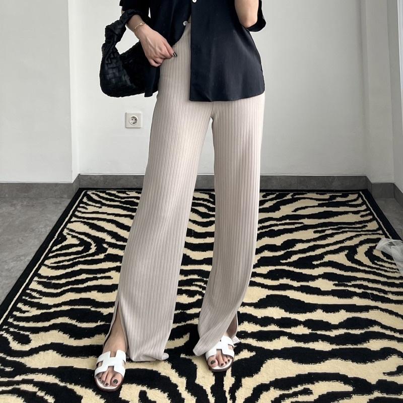 ZEE Knit Pants - Celana Knit Hornet - Cullote Pants Slit 0