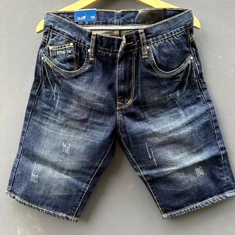 Celana Pendek Jeans  Pria Terbaru Import Distro Sobek/Celana Pria Denim Cowok/Celana Jeans Pria Dewasa Santai/Celana Distro Anak Laki Laki Fit Slim 1