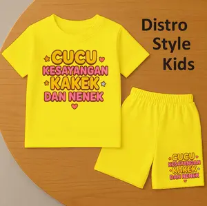 DISTRO STYLE KIDS-SETELAN ANAK PEREMPUAN GAMBAR CUCU KESAYANGAN KAKEK NENEK UNTUK USIA 1-8 TAHUN / SETELAN ANAK LAKI LAKI & PEREMPUAN BAHAN KATUN COMBED / SETELAN KAOS ANAK HARIAN / SETELAN KAOS LENGAN PENDEK DAN CELANA PENDEK / SETELAN BAJU ANAK MURAH
