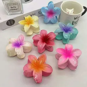 Aster Jepit Rambut Bunga Dua Warna Glossy Ungu Pink Kuning Hijau Biru Peach Desain 6 Kelopak Finishing Mengkilap Cocok Harian Kuliah Nongki Konten OOTD