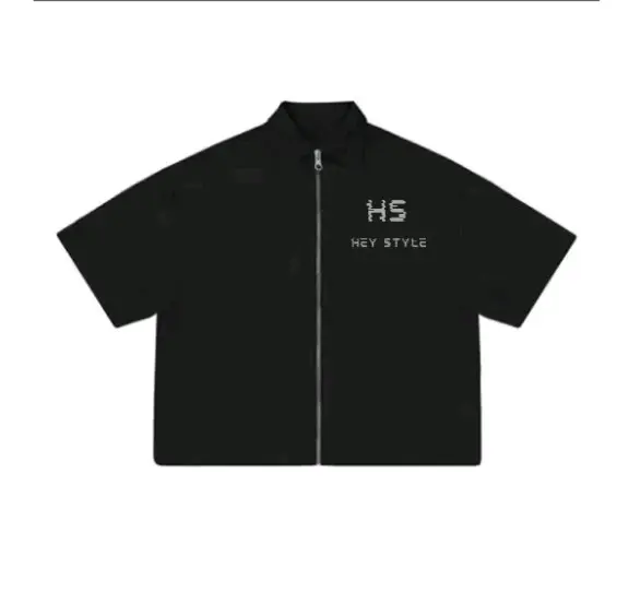 Hey Style work shirt kemeja kemeja zipper boxy zipper blak