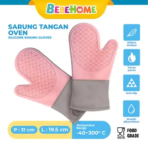 Bebehome Sarung Tangan Anti Panas Cocok Untuk Oven / Microwave Anti Selip Silikon Tahan Lama Tahan Panas 86°F (300°C)