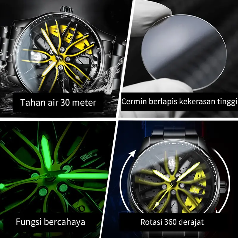 OLEVS Jam Tangan Pria Anti Air Original Fashion Gyro Sport Terbaru Luminous Cool Style Men Watch 7
