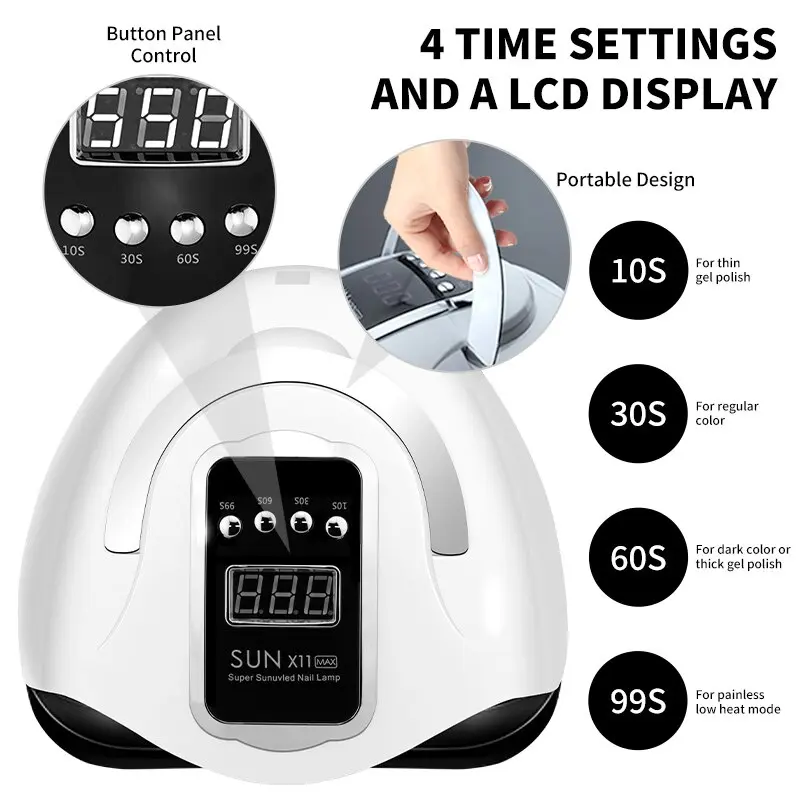 【100% Original】NEW SUN X11 Max 280W 66Leds Dalam Full Hitam Lampu Pengering Kutek Gel Led UV Nail Lamp Alat Pengering Kutek Gel Art Polish 1