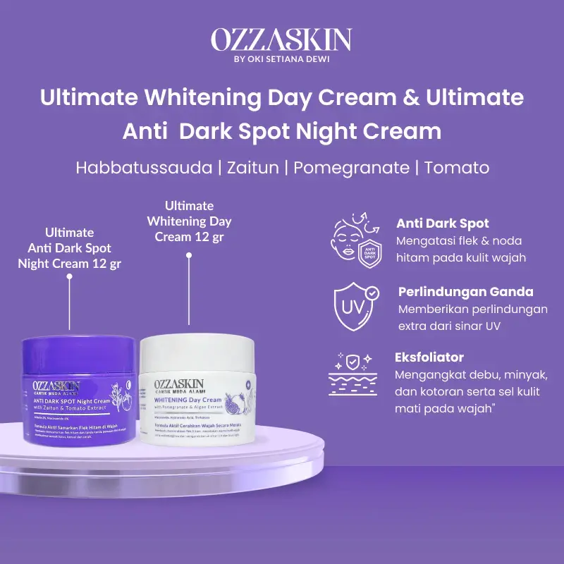 Ultimate Night Cream Ozzaskin 12,5 Gr by Oki Setiana Dewi - Pelembab Perawatan Flek Hitam - Promo Live moisturiser & mist anti flek 7
