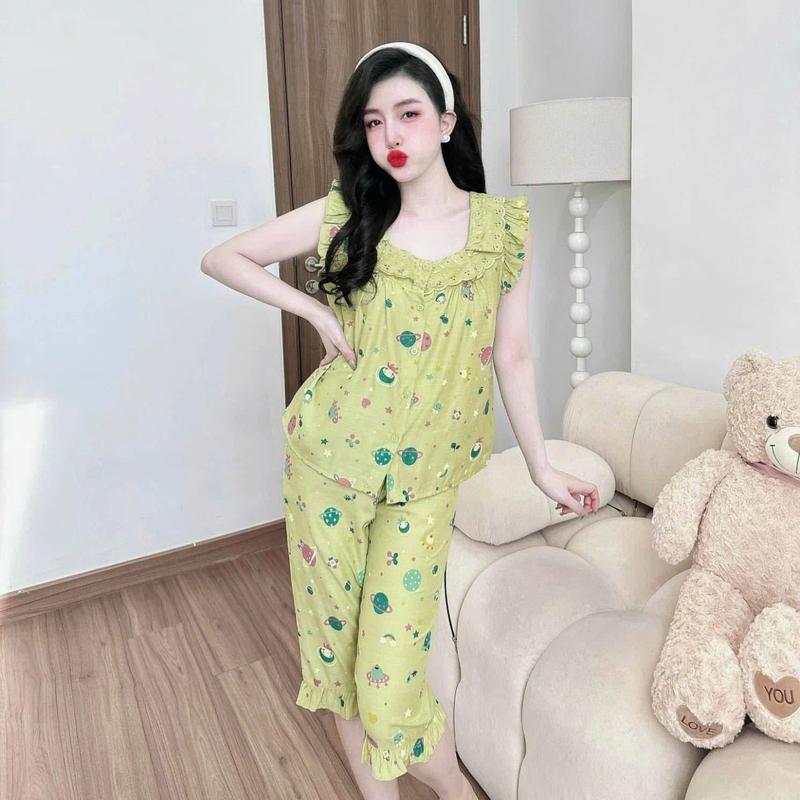 Bộ đồ nữ mặc nhà chất đũi mềm mát, set quần lửng áo cộc 3