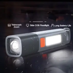 USB Charging LED Flashlight 3 Modes Portable Strong Light Zoom Torch Outdoor Camping Lamp Lantern Waterproof Flashlights