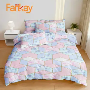 Bed Cover Set Sprei Marble Pink - Ukuran Lengkap 180x200 160x200 120x200 200x200 - Fankay Bedcover Sprei
