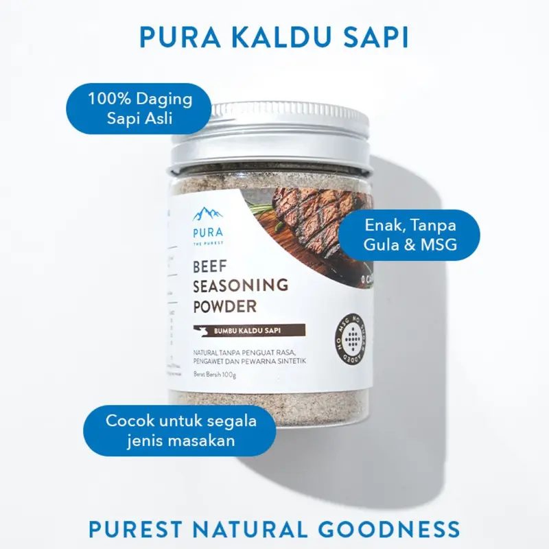 PURA Seasoning Kaldu Sapi Asli Non MSG Kaldu MPASI Beef Powder 100g 0