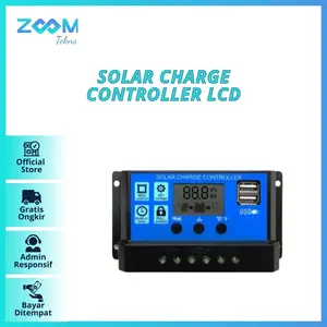 Solar Charge Controller LCD LED Display Solar PWM 12V/24V 10A  USB Panel Surya Charge Charger Aki Hp Kabel Power Proyektor