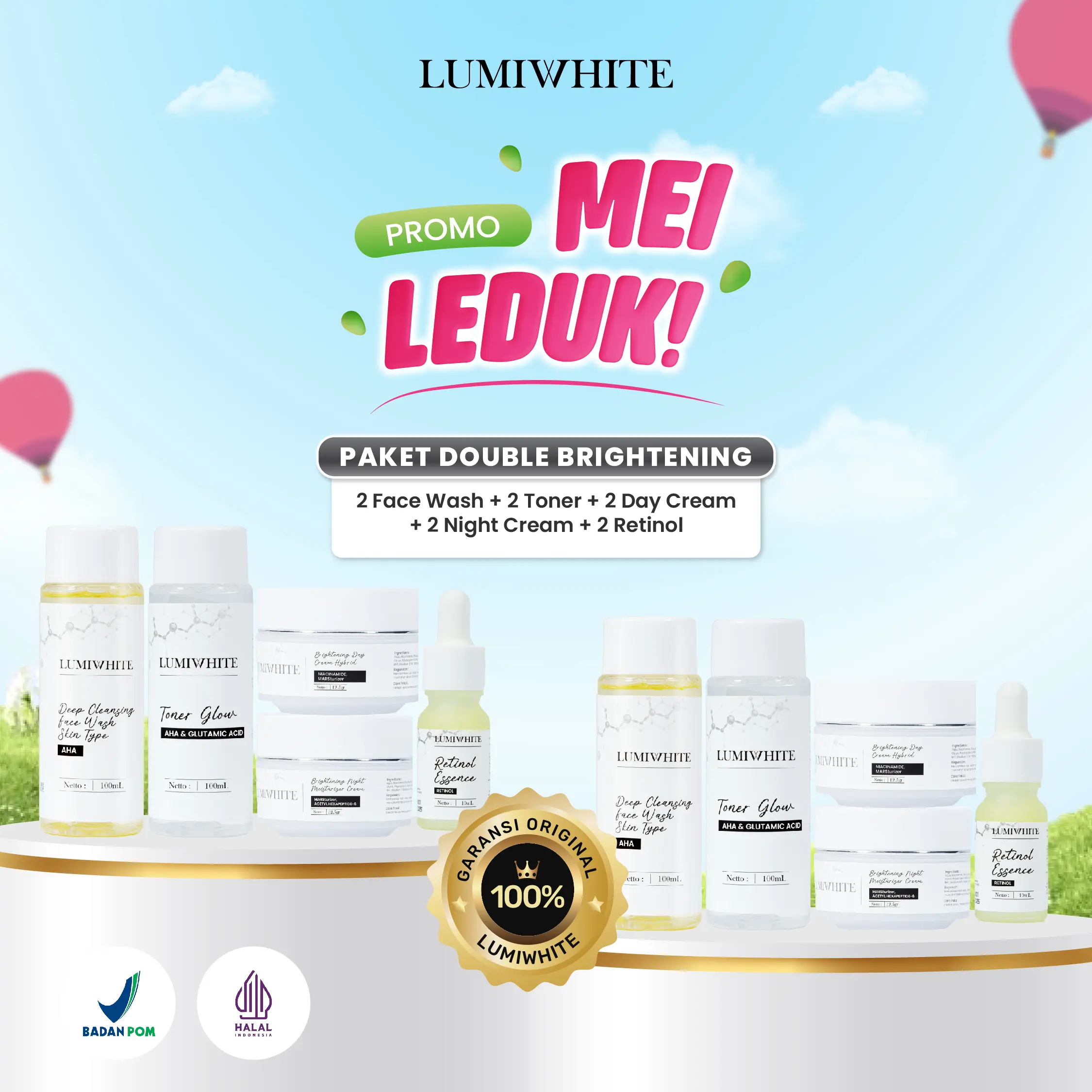 [2 PAKET] LUMIWHITE - Paket Brightening Double Glowing Lengkap Dapat Dua Paket